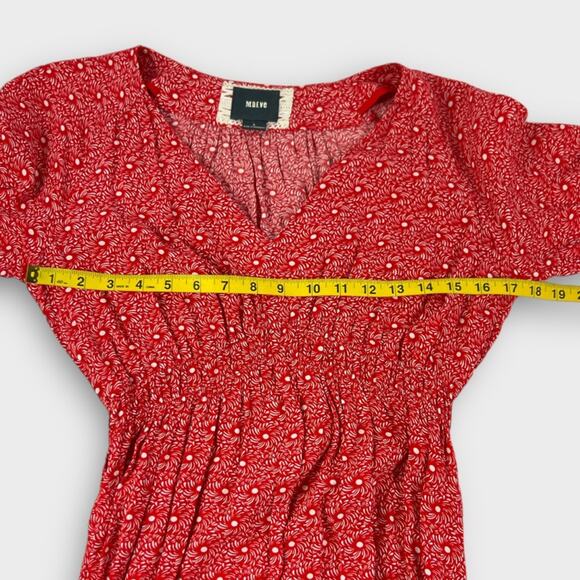 Anthropologie Maeve Monaco Red V-Neck Printed Dress Size Small - Picture 5 of 7